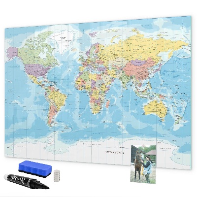 Magnetic dry erase board A world map with personal memories