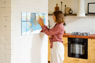 Magnetic dry erase board A world map with personal memories