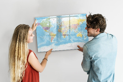 Magnetic dry erase board A world map with personal memories