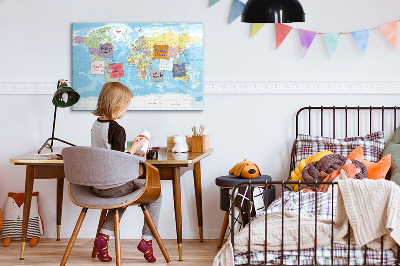 Magnetic dry erase board A world map with personal memories