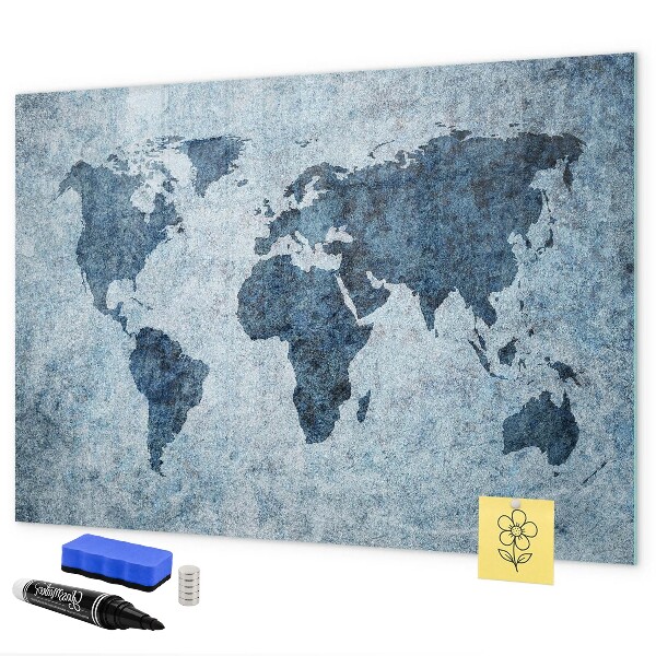 Magnetic dry erase board A world map with personal memories
