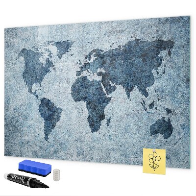 Magnetic dry erase board A world map with personal memories