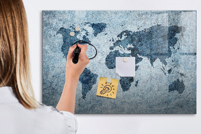 Magnetic dry erase board A world map with personal memories