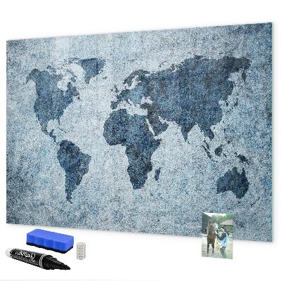Magnetic dry erase board A world map with personal memories