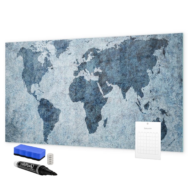 Magnetic dry erase board A world map with personal memories