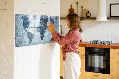 Magnetic dry erase board A world map with personal memories