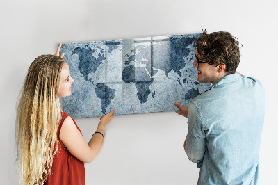 Magnetic dry erase board A world map with personal memories