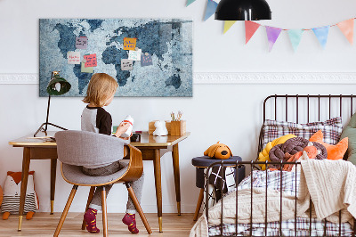 Magnetic dry erase board A world map with personal memories
