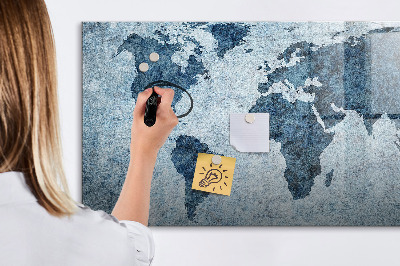 Magnetic dry erase board A world map with personal memories