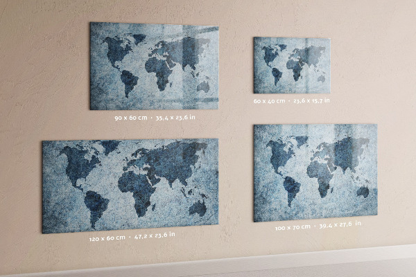 Magnetic dry erase board A world map with personal memories