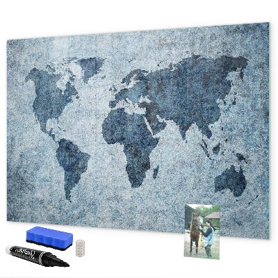 Magnetic dry erase board A world map with personal memories