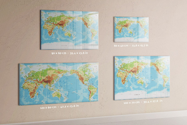 Dry erase board magnetic World map with photos and accessories