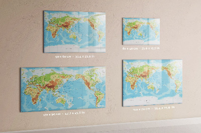Dry erase board magnetic World map with photos and accessories