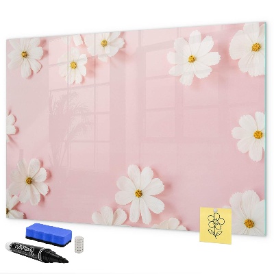 Dry erase board magnetic Floral motif for photo presentation