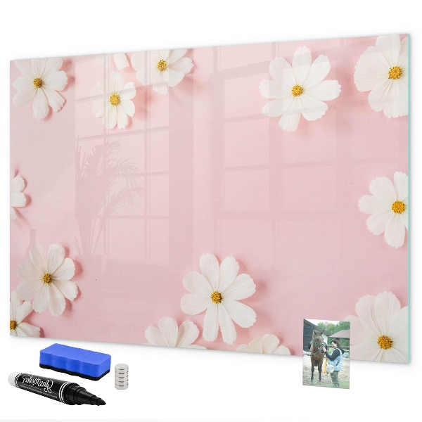 Dry erase board magnetic Floral motif for photo presentation
