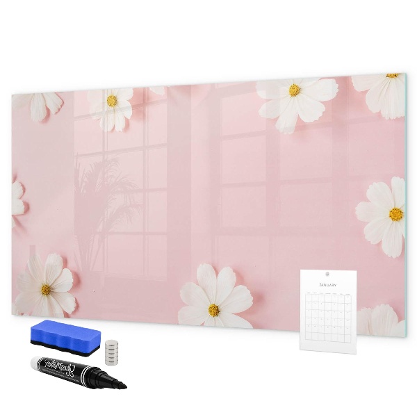 Dry erase board magnetic Floral motif for photo presentation