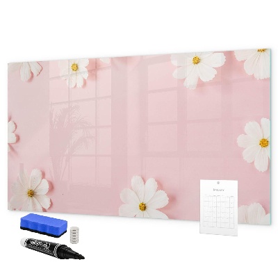 Dry erase board magnetic Floral motif for photo presentation