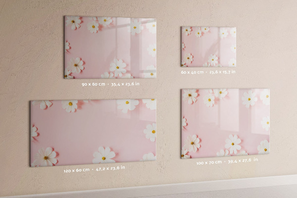 Dry erase board magnetic Floral motif for photo presentation