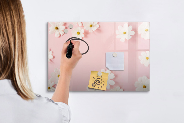Dry erase board magnetic Floral motif for photo presentation
