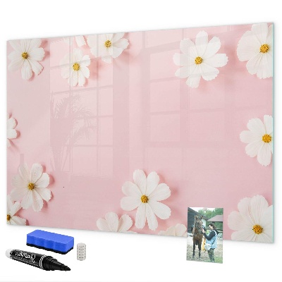 Dry erase board magnetic Floral motif for photo presentation
