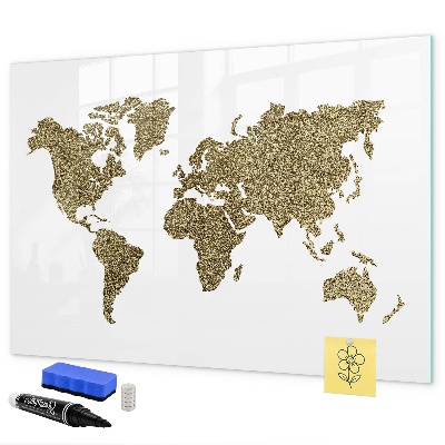 Magnetic dry erase board World map with photo locations