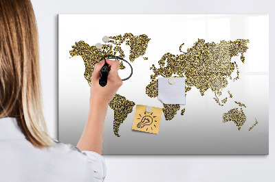 Magnetic dry erase board World map with photo locations