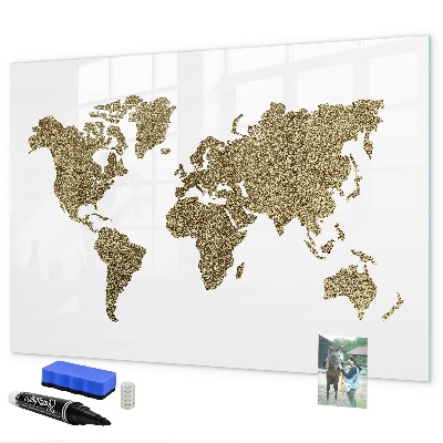 Magnetic dry erase board World map with photo locations