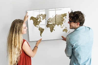 Magnetic dry erase board World map with photo locations