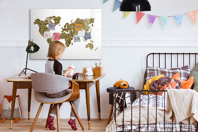 Magnetic dry erase board World map with photo locations