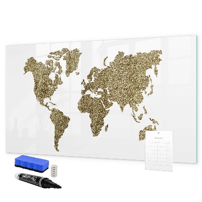 Magnetic dry erase board World map with photo locations