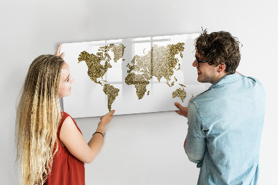 Magnetic dry erase board World map with photo locations