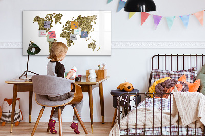 Magnetic dry erase board World map with photo locations