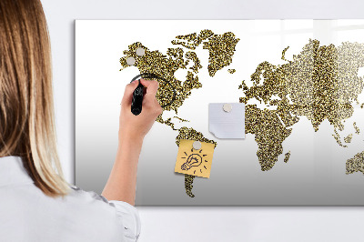 Magnetic dry erase board World map with photo locations