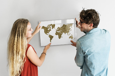 Magnetic dry erase board World map with photo locations