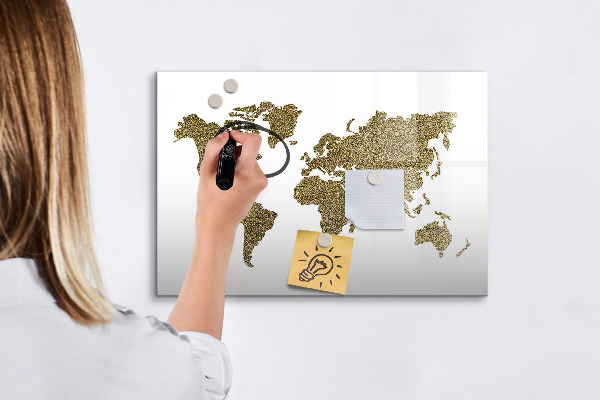 Magnetic dry erase board World map with photo locations