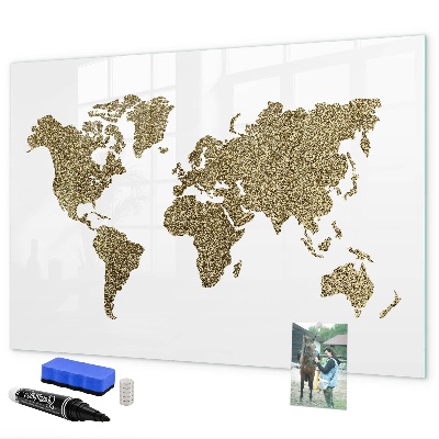 Magnetic dry erase board World map with photo locations
