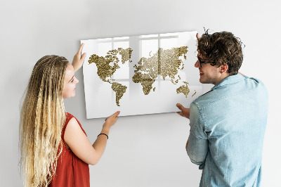 Magnetic dry erase board World map with photo locations