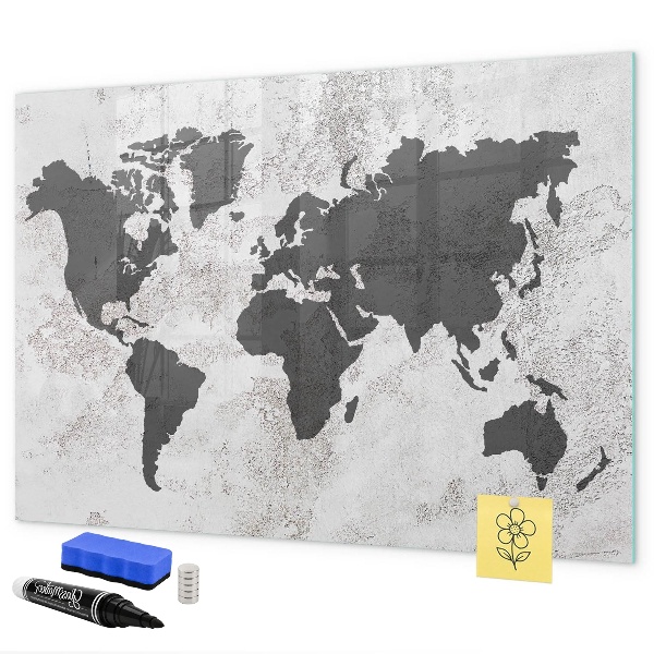 Dry erase board magnetic A world map with memories and notes