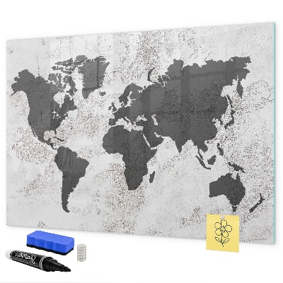 Dry erase board magnetic A world map with memories and notes