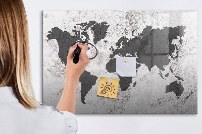 Dry erase board magnetic A world map with memories and notes