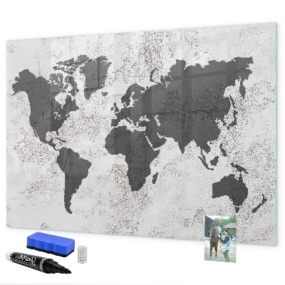Dry erase board magnetic A world map with memories and notes