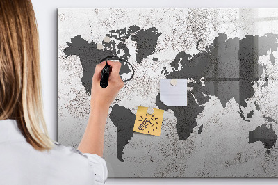 Dry erase board magnetic A world map with memories and notes