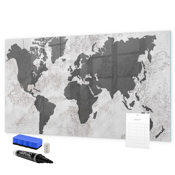 Dry erase board magnetic A world map with memories and notes