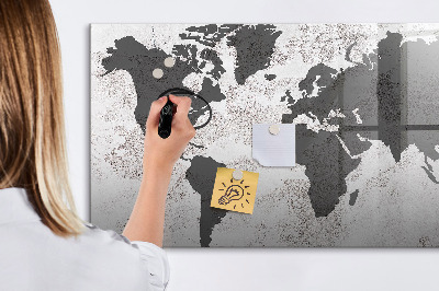 Dry erase board magnetic A world map with memories and notes