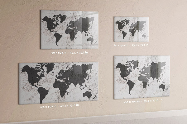 Dry erase board magnetic A world map with memories and notes