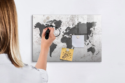 Dry erase board magnetic A world map with memories and notes