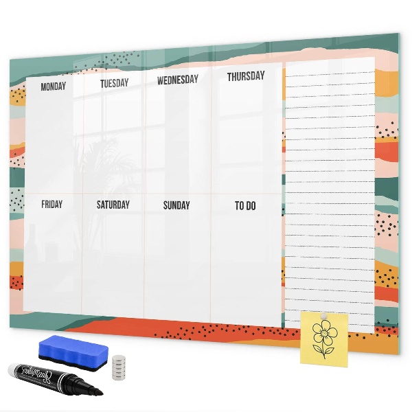 Magnetic dry erase board Weekly planner with space for photos