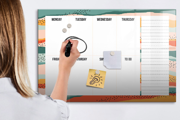 Magnetic dry erase board Weekly planner with space for photos
