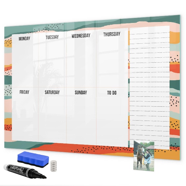Magnetic dry erase board Weekly planner with space for photos