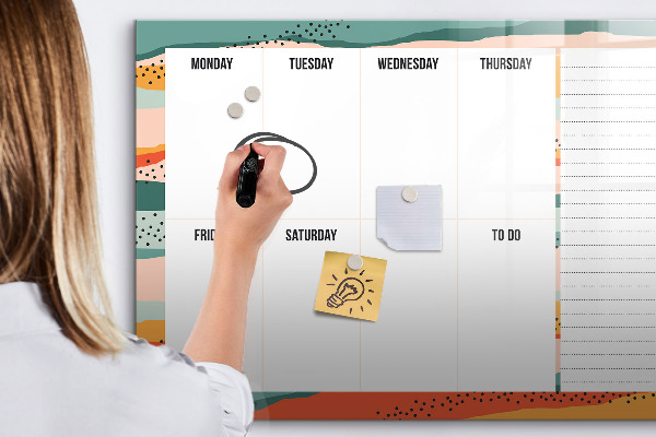 Magnetic dry erase board Weekly planner with space for photos